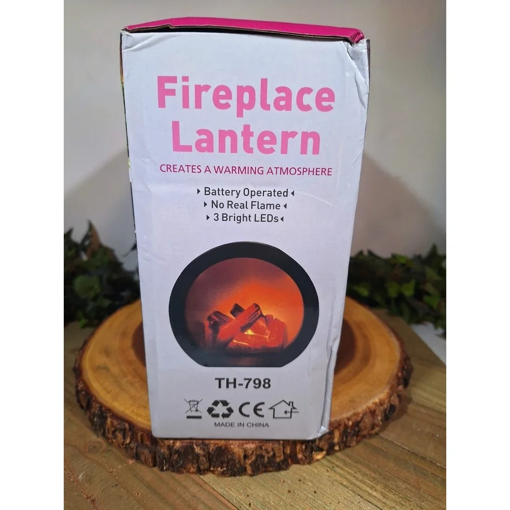 Decorative Fireplace Soothing Moving Flame‎ Lantern Relaxing Mood Setter LED